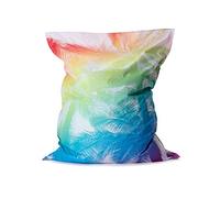 Lumaland Pouf géant de Luxe | Intérieur et extérieur XXL Pouf avec Housse Lavable | 140cm x 180cm | Grand Coussin d'assise | Sac intérieur Rechargeable incluant 380 litres de Billes EPS [Tropical]