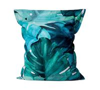 Lumaland Pouf géant de Luxe | Intérieur et extérieur XXL Pouf avec Housse Lavable | 140cm x 180cm | Grand Coussin d'assise | Sac intérieur Rechargeable incluant 380 litres de Billes EPS [Botanique]