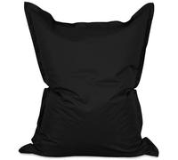 Lumaland Pouf géant de Luxe | Intérieur et extérieur XXL Pouf avec Housse Lavable | 140cm x 180cm | Grand Coussin d'assise | Sac intérieur Rechargeable incluant 380 litres de Billes EPS [Noir]