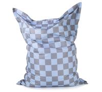 Lumaland Pouf XXL à carreaux pour adultes et enfants - Bean Bag avec motif à carreaux - Pour l'extérieur et l'intérieur - 380 l - Avec rembourrage et perles EPS - Imperméable et lavable - 140 x 180 cm