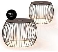 LUMALAND Set de 2 tables d'appoint - LED, Solar & USB - in & outdoor - facile d'entretien