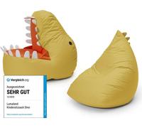 LUMALAND Set de pouf pour enfants "Dino" (2 pièces) - jaune moutarde