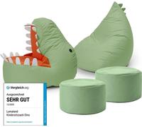 LUMALAND Set de pouf pour enfants "Dino" (4 pièces) - Vert pastel