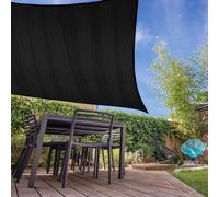 Voile d'ombrage Lumaland avec cordes de fixation, 100 % HDPE avec stabilisateur pour protection UV, rectangulaire 5 x 7 mètres, noir