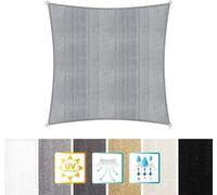 Lumaland voile pare-soleil 100% HDPE avec stabilisateur pour protection UV, carré 4 x 4 mètres gris clair