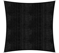 Lumaland voile pare-soleil avec cordes de fixation, 100% HDPE avec stabilisateur pour protection UV, carré 5 x 5 mètres noir