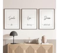 Lumalea - Lot de 3 Affiches/Posters Triptyque Smile Love Dream - Photo pleine page - 3 Affiches - 21x29,7 cm