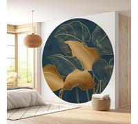 Lumalea - Papier peint rond/cercle Motif botanique - Papier Premium 185gr Lavable - Diamètre 130 cm