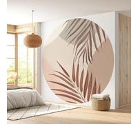 Lumalea - Papier peint rond/cercle Motif botanique - Papier Standard 170gr Lessivable - Diamètre 130 cm