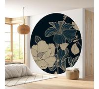 Lumalea - Papier peint rond/cercle Motif floral - Papier Premium 185gr Lavable - Diamètre 130 cm