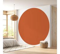 Lumalea - Papier peint rond/cercle - Orange cuivré - Couleur Tendance - Papier Premium 185gr Lavable - Diamètre 130 cm