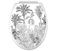 Lumaléa - Stickers Abattant WC Forêt tropicale - Adhésif + Protection MATE - 35x43 cm
