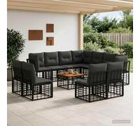 Lumanois Ensemble de canapés d'extérieur 12 pcs Noir et Gris foncé Salons de Jardin Noir,3437497