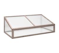 Lumanois Mini Serre de Jardin Bois Sapin Massif Gris 110x56x39 cm avec Couvercle Charnière, Panneau Polycarbonate, Fond Ouvert, Châssis Plantes Légumes Herbes Aromatiques Semis Printemps