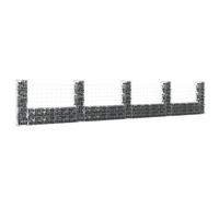 Lumanois Panier de Gabion en Forme de U avec 5 poteaux Fer 500x20x100 cm Panneaux de clôture Argent,151278