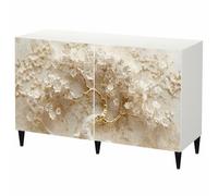 LUMASOUL Commode Blanche à Portes imprimées 120x75 cm Arbre | Buffet design pour salon, chambre et entrée