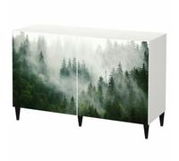 LUMASOUL Commode Blanche à Portes imprimées 120x75 cm Forêt | Buffet design pour salon, chambre et entrée