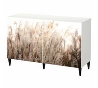 LUMASOUL Commode Blanche à Portes imprimées 120x75 cm Nature | Buffet design pour salon, chambre et entrée