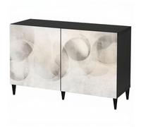 LUMASOUL Commode Noire à Portes imprimées 120x75 cm Abstrait | Buffet design pour salon, chambre et entrée