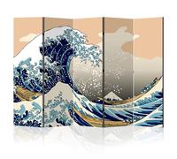 LUMASOUL Paravent Intérieur 5 Panneaux Recto - Verso Pliable - Separateur de Pieces - Cloison de Separation de Chambre pour Chambre à Coucher, Salle de séjour - 225x172 cm