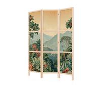LUMASOUL Paravent Intérieur à Simple Face - 3 Panneaux - Separateur de Pieces de Style Japonais - Cloison de Separation pour Chambre à Coucher et Salon - Motif Paysages - 135x172 cm