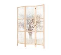LUMASOUL Paravent Intérieur à Simple Face - 3 Panneaux - Separateur de Pieces de Style Japonais - Cloison de Separation pour Chambre à Coucher et Salon - Motif Forêts - 135x172 cm