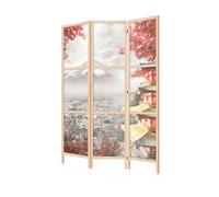 LUMASOUL Paravent Intérieur à Simple Face - 3 Panneaux - Separateur de Pieces de Style Japonais - Cloison de Separation pour Chambre à Coucher et Salon - Motif Villes - 135x172 cm