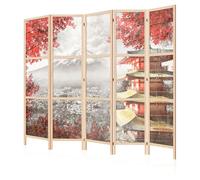 LUMASOUL Paravent Intérieur à Simple Face - 5 Panneaux - Separateur de Pieces de Style Japonais - Cloison de Separation pour Chambre à Coucher et Salon - Motif Villes - 225x172 cm