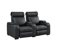 Lumene Hollywood Luxury III Cuir Véritable Noir - Fauteuil de Cinéma 2 Places