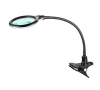 Lumeno 6805SW Lampe loupe LED à pince avec 30 LED SMD, 6 watts, 550 lumens, pour les salons de beauté, les cabinets médicaux, loupe éclairante, aide à la lecture, lampe grossissante, noir 5 dioptries
