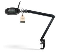 Lumeno LED Lampe loupe 7215SW avec lentille en verre de 127 mm, lampe de travail, convient pour cosmétique, les bricoleurs, aide à la lecture lampe grossissante, 5 dioptries Noir