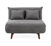 Lumi - Banquette convertible clic-clac 1 place en velours côtelé - Gris