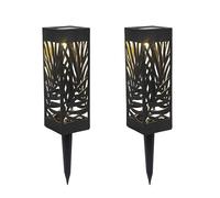 LUMI JARDIN Lot de 2 balises solaires à piquer ou à poser ombre portée LED blanc chaud DYME H28cm