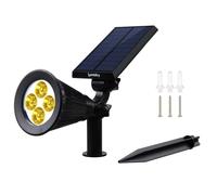 Lumi Jardin Projecteur Solaire LED Spiky Lot de 2, 200 Lumens Blanc Chaud, Étanche IP65, Détecteur Crépusculaire, Autonomie 10h, 34 cm