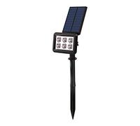 Lumi Jardin Projecteur Spot Solaire 2en1 à piquer ou à Fixer lumière Blanche SQUARY à LED 45cm, Plastique, 5 W, Noir, 29x9xH45