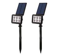 Lumi Jardin SQUARY X2 Lot de 2 Projecteur Spot Solaire 2en1 à piquer ou à Fixer lumière Blanche SQUARYx2 à LED 45cm, Plastique, 5 W, Noir, 29x9xH45