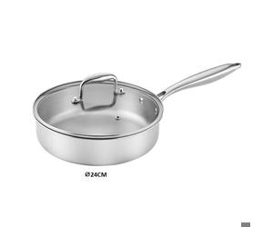 LUMIA - SAUTEUSE 24 CM INOX MANCHE FIXE AVEC COUVERCLE BOITE COULEUR - PRADEL EXCELLENCE - TRI-PLY -