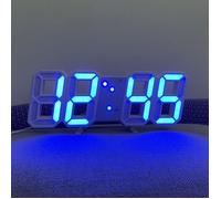 Lumière bleue blanche, horloge murale numérique LED, luminosité réglable, grande horloge température horloge salon 3D pendule mura