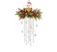Lumière Cascade Cristal Noël, Décoration Suspendue Flocon de Neige，Red | LED Blanc Chaud, Déco Noël Porte Couloir Salon Escalier, Intérieur Extérieur Père Noël Bonhomme Neige