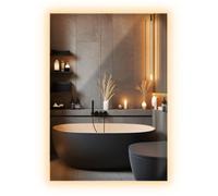 Lumiere chaude Miroir LED rectangulaire grand miroir mural lumineux interieur 100 x 70 cm