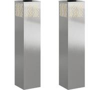 Lumière de chemin LED solaire 2 pcs Argenté Acier inoxydable