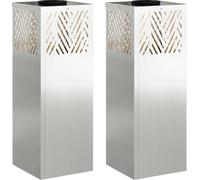 Lumière de chemin LED solaire 2 pcs Argenté Galvanisé