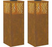 Lumière de chemin LED solaire 2 pcs Bronze Acier patiné