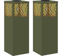Lumière de chemin LED solaire 2 pcs Vert olive