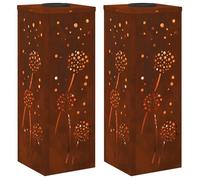 Lumière de chemin LED solaire - vidaXL - Acier Corten - 18x18x50 cm - Blanc chaud - Solaire - Autoportant - Durable