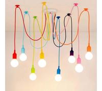 Lumière de pendentif rétro E27 Lumière multicolore, lustre suspendu en suspension vintage avec câble réglable, pendant araignée de plafond bricolage, décoration intérieure