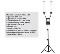 Lumière de remplissage LED à double bras, luminosité et température de couleur réglables, support de 160cm, BR03-160EU