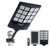 Lumière de Rue Solaire Extérieure, 1200W LED Grande Lampe Solaire pour Parking étanche avec Capteur de Mouvement et Télécommande, 8500K Lumière de Sécurité Extérieure pour Yard et Parking (1Pieces)