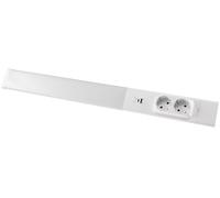 Lumière de sous-armoire LED « Arusha », longueur 60 cm, aluminium et plastique, boîtier blanc, avec USB C, lumière blanche neutre, interrupteur d'éclairage séparé
