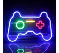 Lumière d'enseignes au néon en forme de manette de jeu, décoration murale, veilleuse LED alimentée par USB-bleu